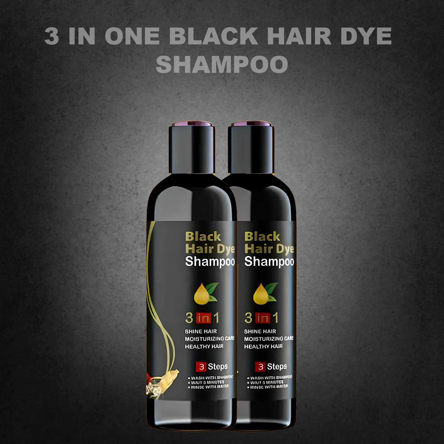 Instant Black Herbal Dye Shampoo 3-in-1 (100ml, Pack of 2)🧴