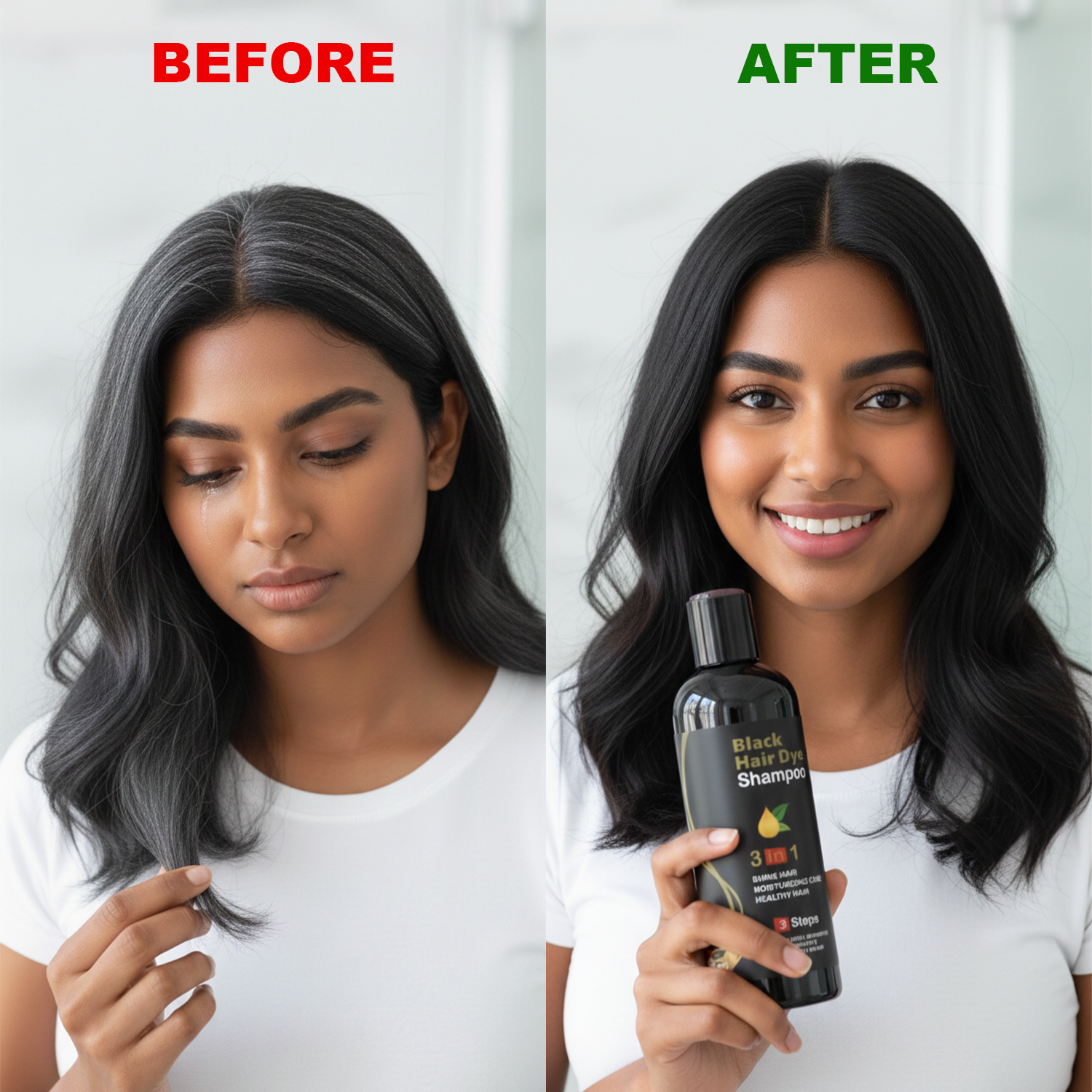 Instant Black Herbal Dye Shampoo 3-in-1 (100ml, Pack of 2)🧴